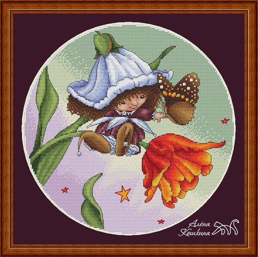 Victoria Plum with Butterfly - PDF Cross Stitch Pattern - Wizardi