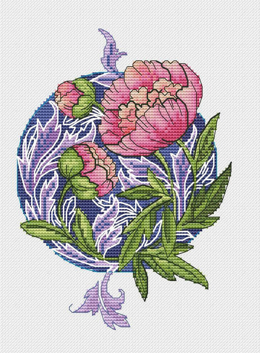 Victorian Peony - PDF Cross Stitch Pattern - Wizardi