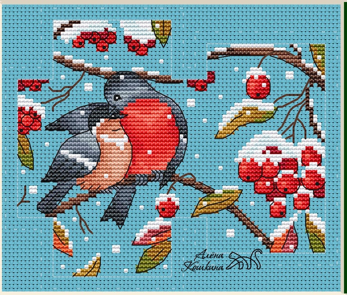 Bullfinches - PDF Cross Stitch Pattern