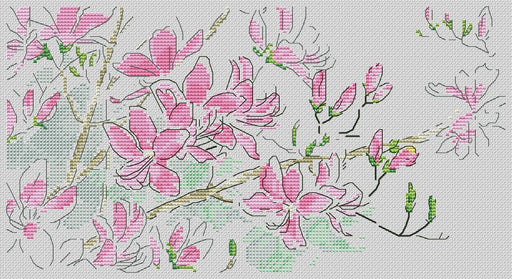 Watercolor Sakura - PDF Cross Stitch Pattern - Wizardi
