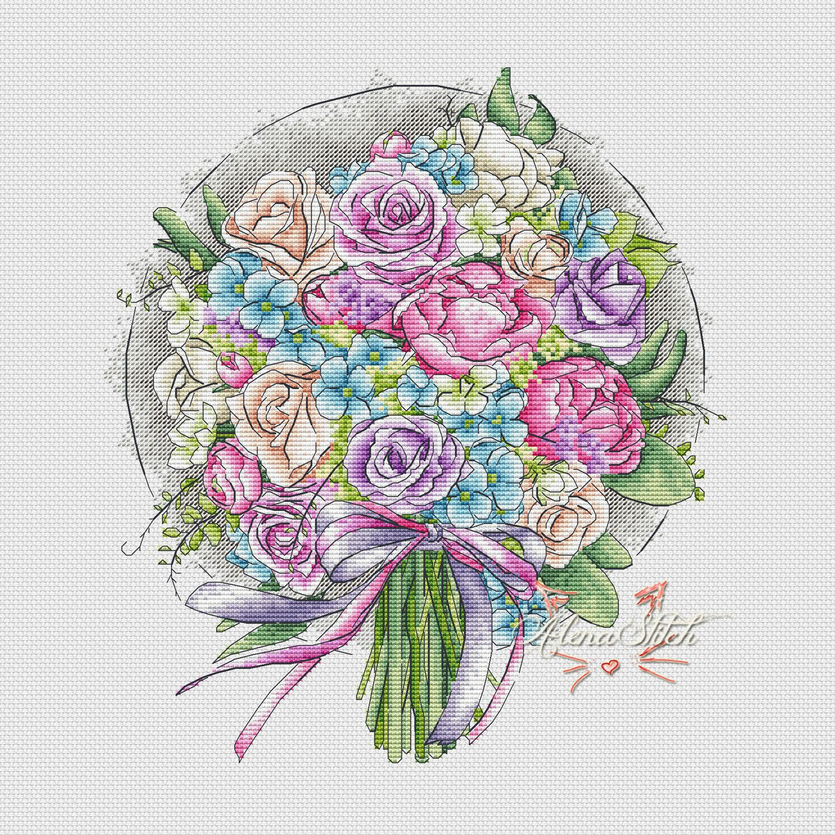 Watercolor splatter - PDF Cross Stitch Pattern - Wizardi