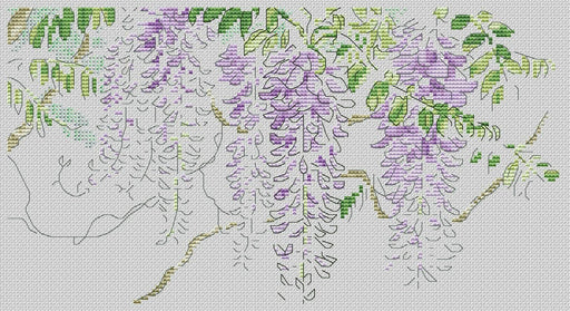 Watercolor Wisteria - PDF Cross Stitch Pattern - Wizardi