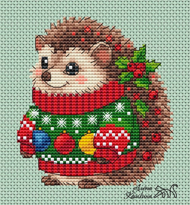 Hedgehog in a sweater - PDF Cross Stitch Pattern