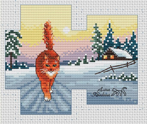 Winter Cat - PDF Cross Stitch Pattern - Wizardi