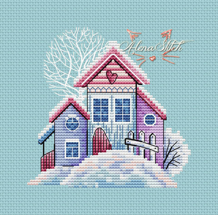 Winter's House - FREE PDF Cross Stitch Pattern - Wizardi