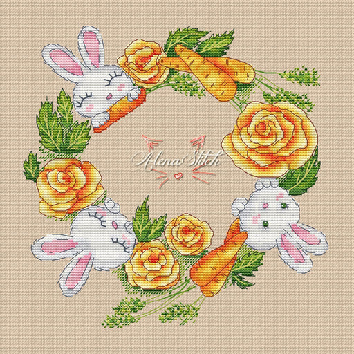 Wreath of carrots - PDF Cross Stitch Pattern - Wizardi