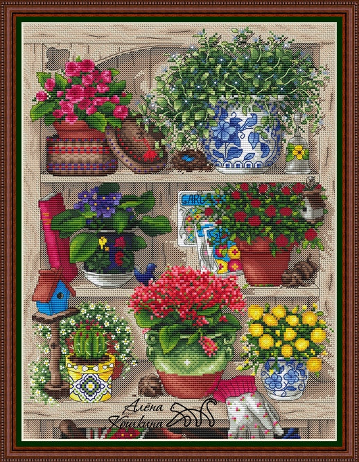 Flower shelf - PDF Cross Stitch Pattern