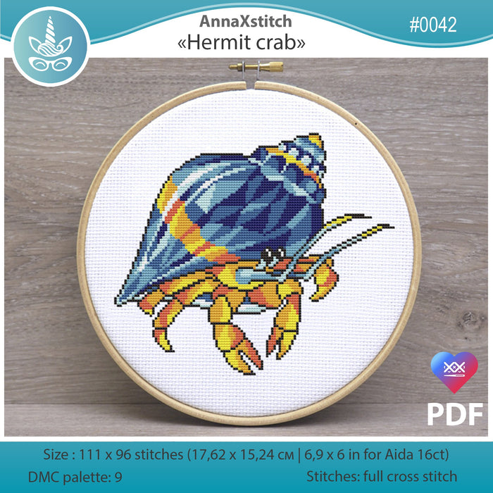 Нermit crab - PDF Cross Stitch Pattern