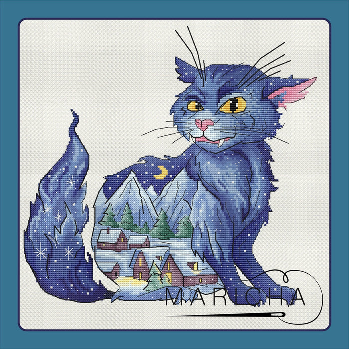 Yule cat - PDF Cross Stitch Pattern - Wizardi