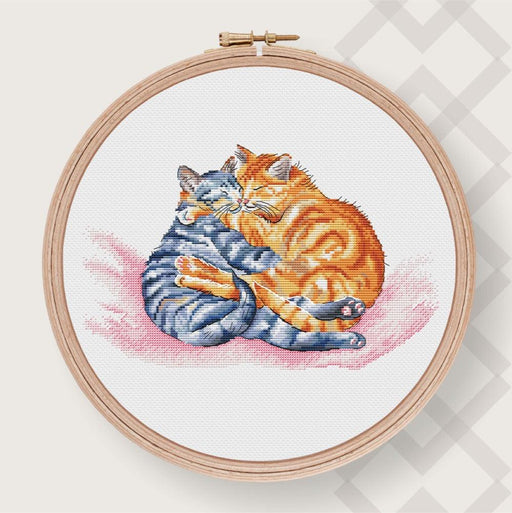 2 Cats Cross stitch pattern PDF for instant download Digital counted cross stitch chart Little Couple Cross stitch design - Wizardi