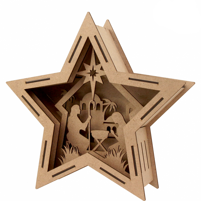 Rosa Talent Christmas Scene Large - 3D Star-Composition. Fiberboard. 12.99*3.94*12.6 inches.