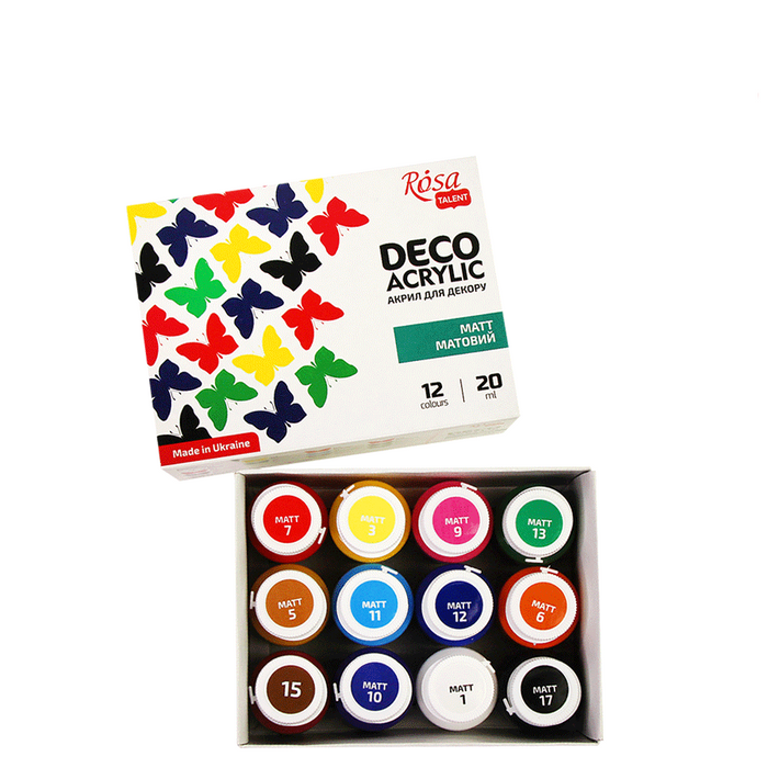 Rosa Talent Mat Acrylic Paint Set for Decor 12 colors (0.68 oz each)