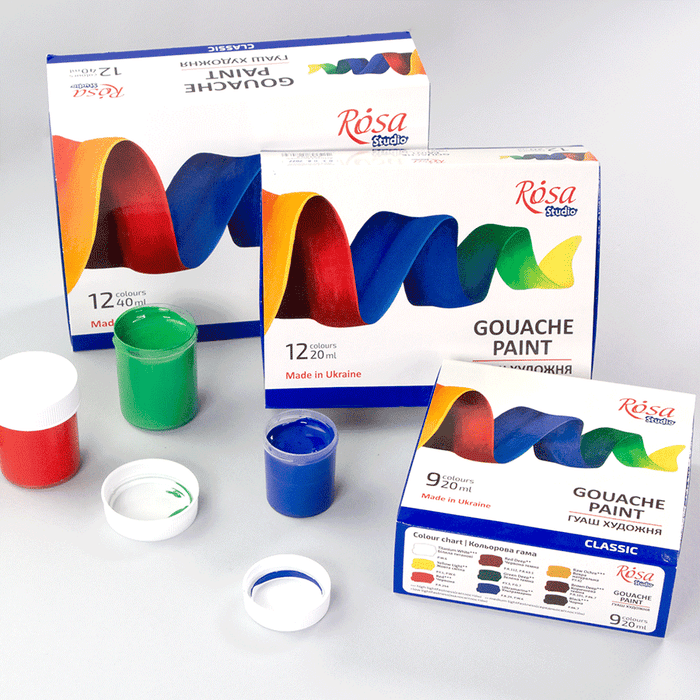 Rosa Studio Gouache Paint Set Classic 12 colors (0.68 oz each)