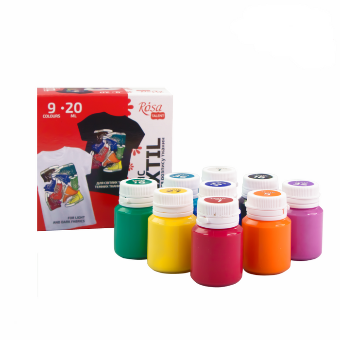 Rosa Talent STYLE Textile Acrylic Paint Set. 9 colors (0.68 oz)