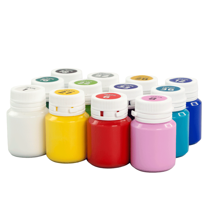Rosa Talent HEART Textile Acrylic Paint Set. 12 colors (0.68 oz) and including 2 metallic