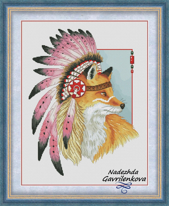 Amerindian Fox - PDF Counted Cross Stitch Pattern - Wizardi