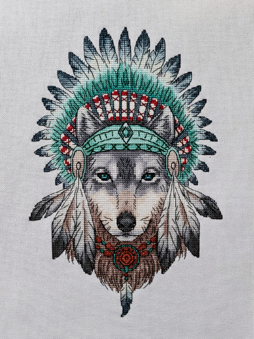 Amerindian Wolf - PDF Counted Cross Stitch Pattern - Wizardi