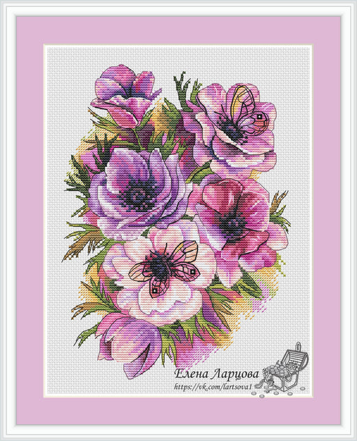 Anemone. Flowers - PDF Cross Stitch Pattern - Wizardi