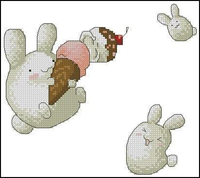 Anime Bunnies - PDF Free Cross Stitch Pattern - Wizardi