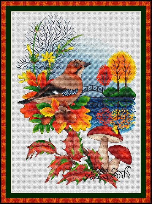 Autumn Bird - PDF Cross Stitch Pattern - Wizardi