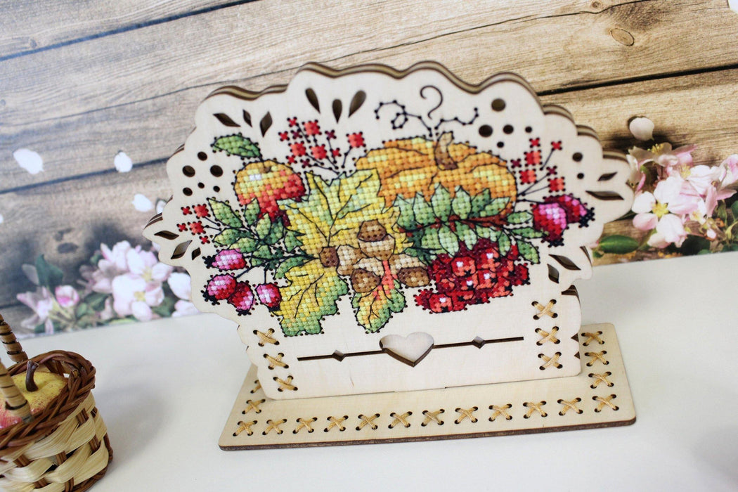 Autumn Bouquet O-019 Counted Cross Stitch Kit on Plywood - Wizardi
