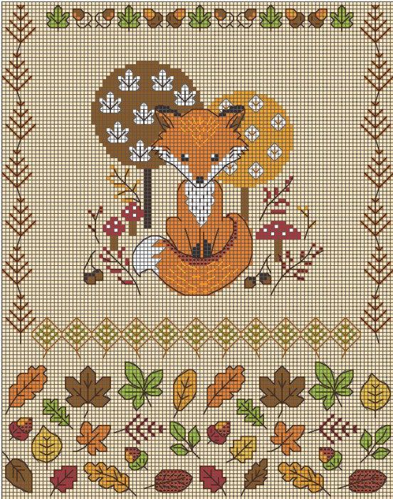 Autumn Fox - PDF Free Cross Stitch Pattern - Wizardi