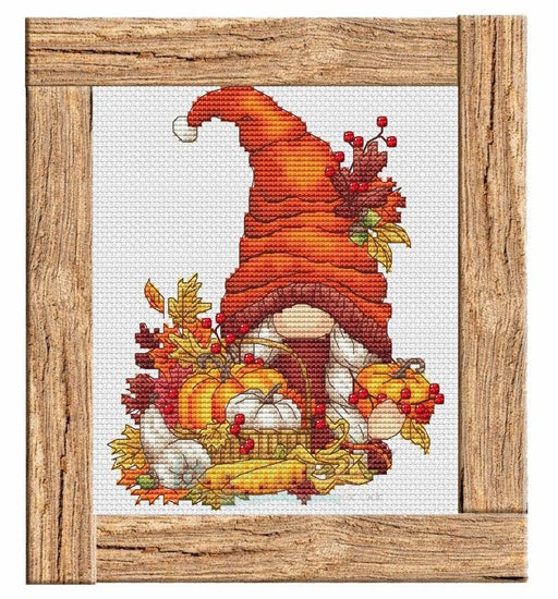 Autumn Gnome with Pumpkins - PDF Cross Stitch Pattern - Wizardi