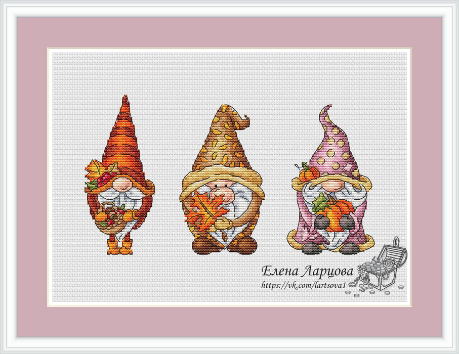 Autumn Harvest Dwarfs - PDF Cross Stitch Pattern - Wizardi