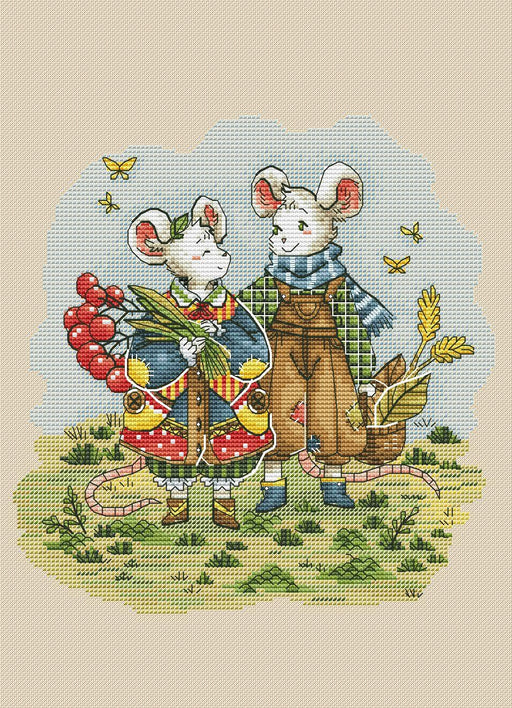 Autumn Mice - PDF Cross Stitch Pattern - Wizardi