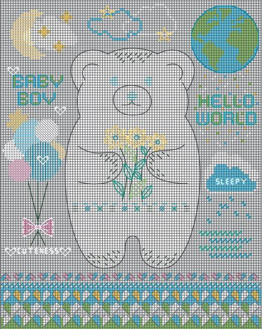 Baby Bear - PDF Free Cross Stitch Pattern - Wizardi