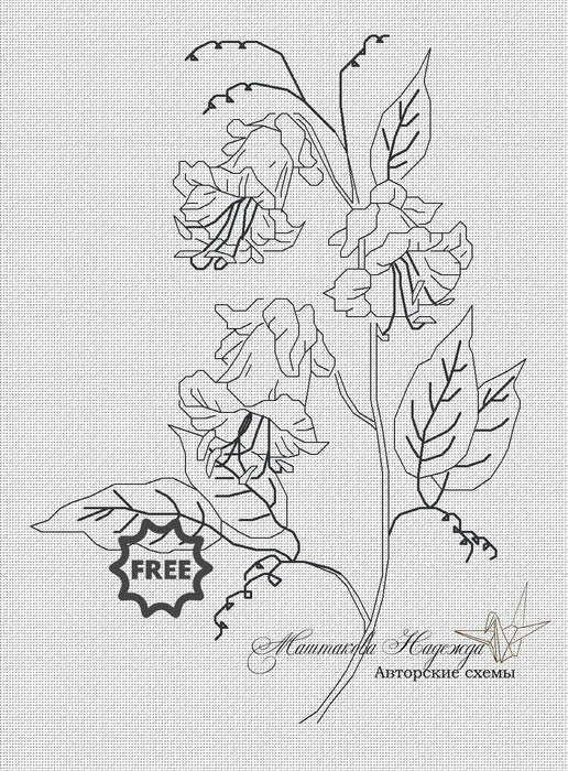 Bell Flowers - PDF Free Cross Stitch Pattern - Wizardi