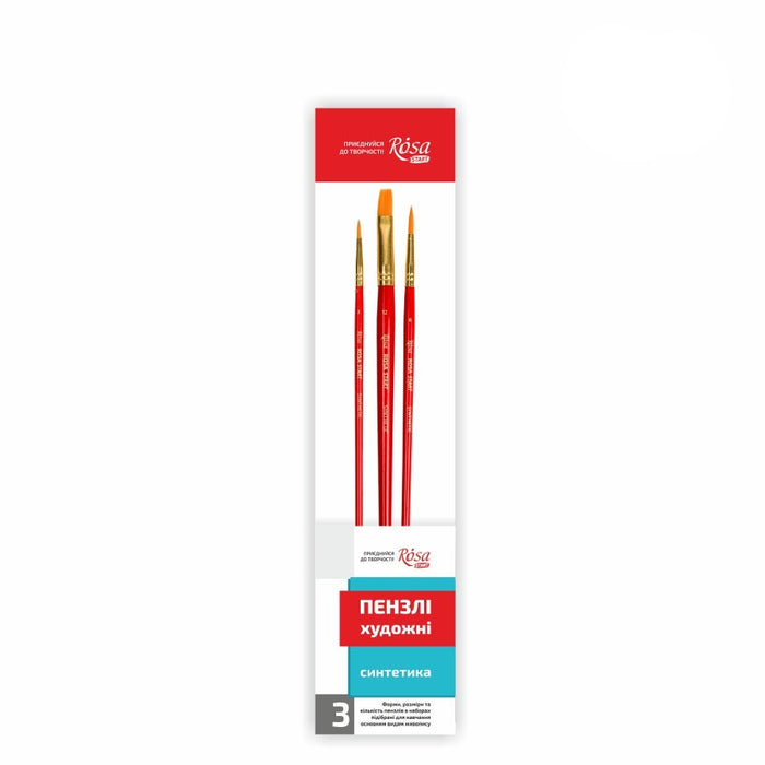 Rosa Start Set of paint brushes 2. Synthetic. 3pc. Flat N 12. Round N2,6.