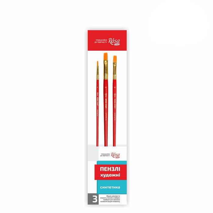 Rosa Start Set of paint brushes 4. Synthetic. 3pc. Flat N 4,10,12.