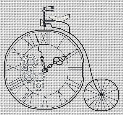 Bicycle with Watch - PDF Free Cross Stitch Pattern - Wizardi
