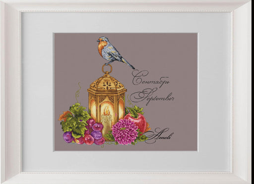 Bird with a Lamp. September. Calendar Series - PDF Cross Stitch Pattern - Wizardi