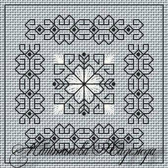 Black and white biscornu - PDF Free Cross Stitch Pattern - Wizardi