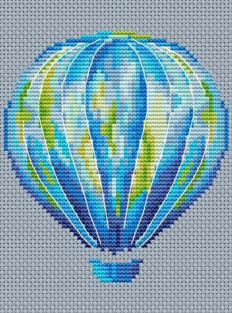 Blue Air Balloon - Free PDF Cross Stitch Pattern - Wizardi