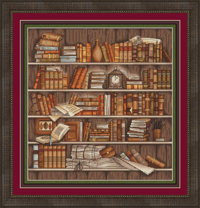 Bookshelf. Library - PDF Cross Stitch Pattern - Wizardi