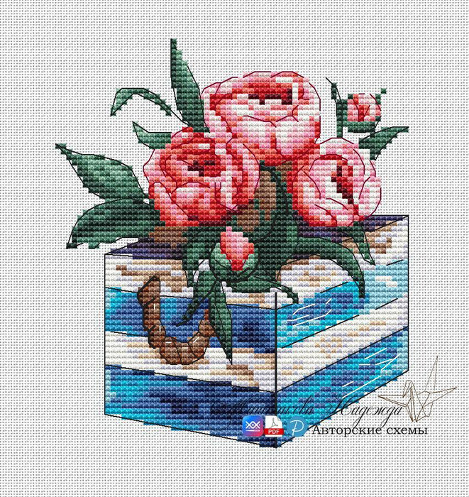 Bouquet of Peonies - PDF Cross Stitch Pattern - Wizardi