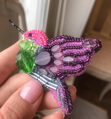 BP-217C Beadwork kit for creating brooch Crystal Art "Fly bird" - Wizardi