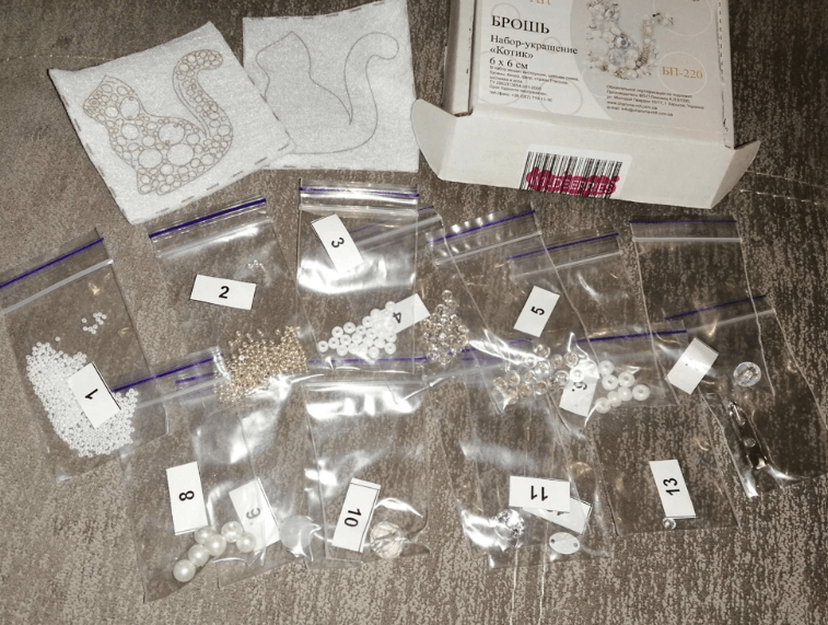 BP-220C Beadwork kit for creating brooch Crystal Art "Cat" - Wizardi