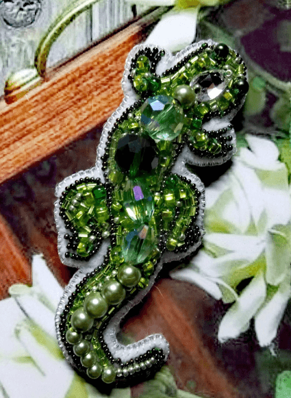 BP-227C Beadwork kit for creating brooch Crystal Art "Lizard" - Wizardi