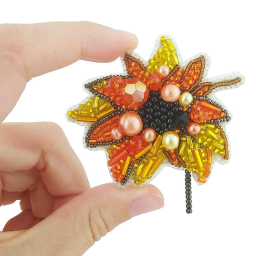BP-228C Beadwork kit for creating brooch Crystal Art "Sunflower" - Wizardi