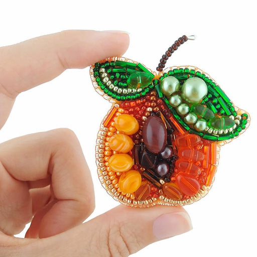 BP-233C Beadwork kit for creating brooch Crystal Art "Apricot" - Wizardi