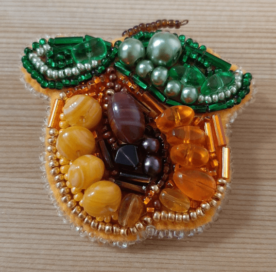 BP-233C Beadwork kit for creating brooch Crystal Art "Apricot" - Wizardi