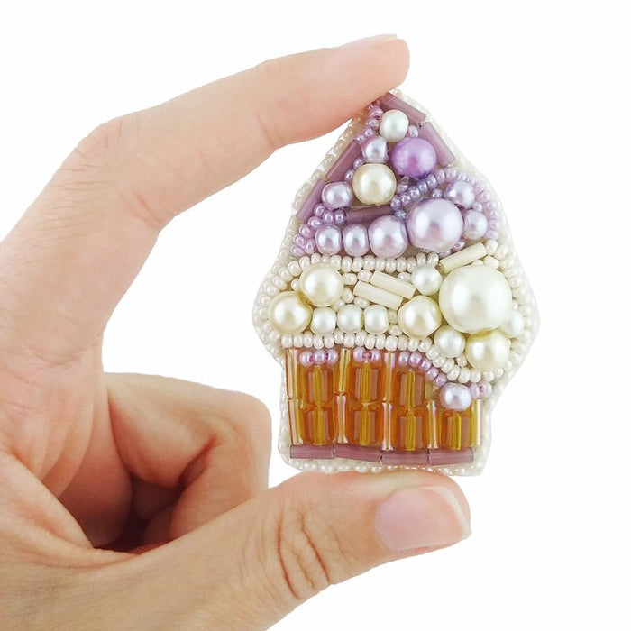 BP-234C Beadwork kit for creating brooch Crystal Art "Cake" - Wizardi