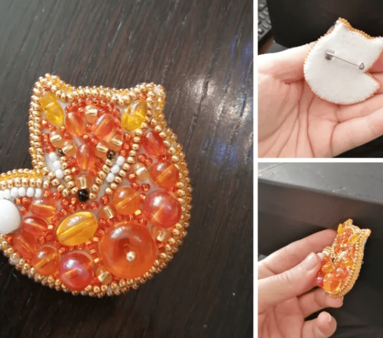 BP-241C Beadwork kit for creating brooch Crystal Art "Fox" - Wizardi