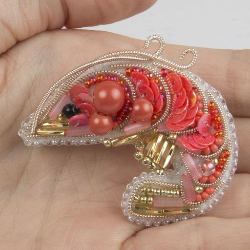 BP-290C Beadwork kit for creating brooch Crystal Art "Shrimp" - Wizardi