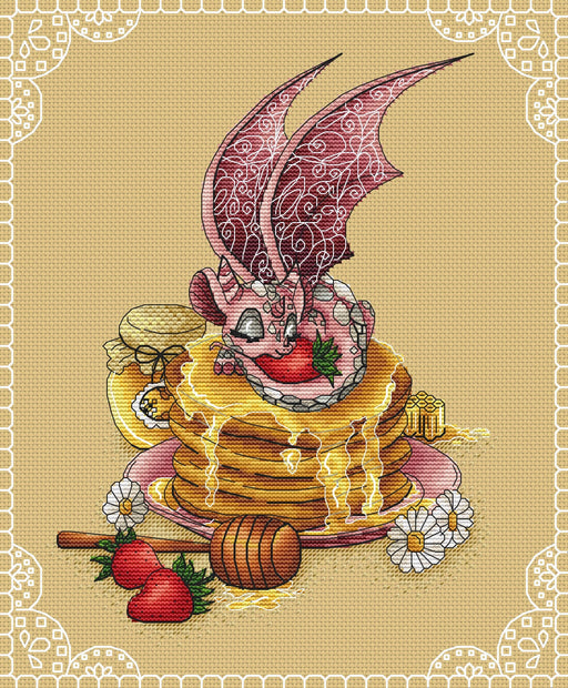Breakfast Cupcakes Dragon - PDF Cross Stitch Pattern - Wizardi