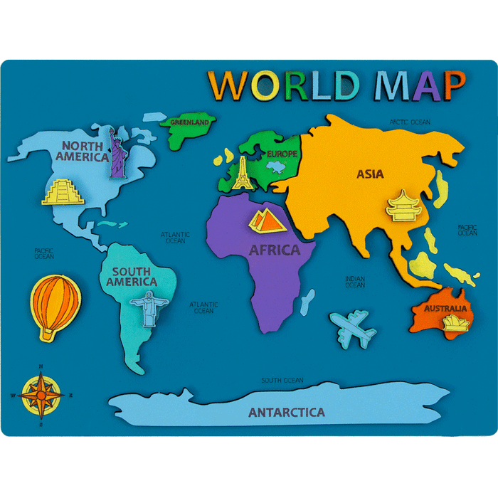 Rosa Talent Paint World Map 3D Set, MDF, 9.65*7.28 inches